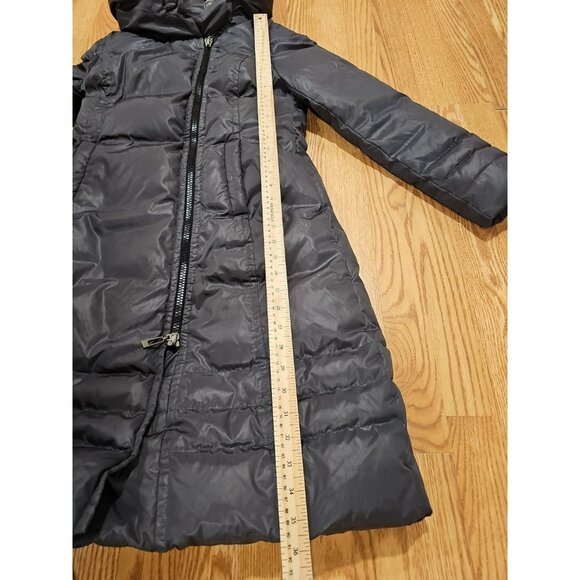 SOIA & KYO Grey Brushed Down Puffer Long Coat Jacket Sz XS EUC Quiet Luxury Warm - Picture 12 of 13